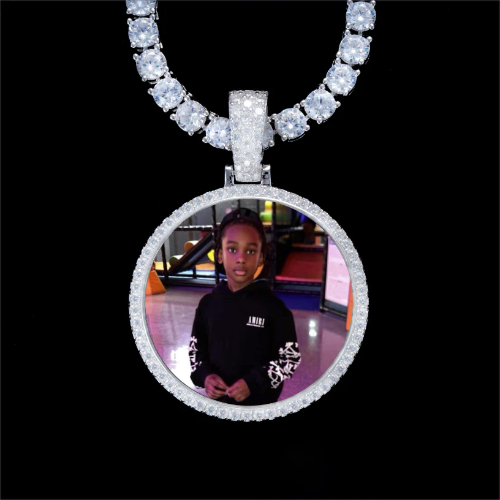 925S & VVS Moissanite 3D Circle Custom Picture Pendant