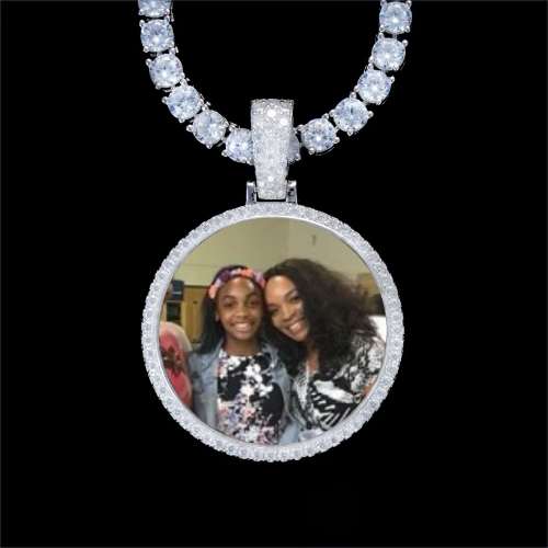 925S & VVS Moissanite 3D Circle Custom Picture Pendant