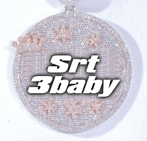 CUSTOM LETTER NECKLACE 3D BIG CROWN DISC