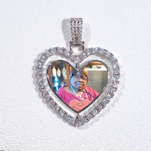 3D Spinning 2-Faced Heart Custom Picture Pendant