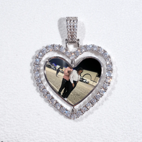 3D Spinning 2-Faced Heart Custom Picture Pendant