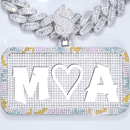 CUSTOM LETTER NECKLACE 3D COLORFUL SQUARE