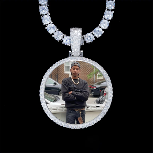 925S & VVS Moissanite 3D Circle Custom Picture Pendant