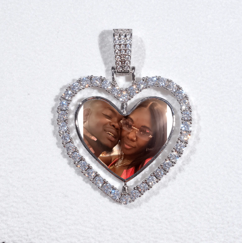 3D Spinning 2-Faced Heart Custom Picture Pendant