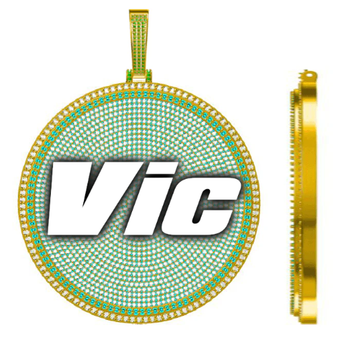 CUSTOM LETTER NECKLACE 3D BIG DISC