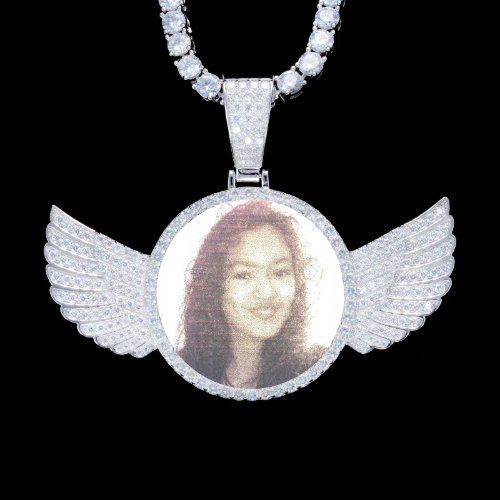 925S & VVS Moissanite 3D Wing Custom Picture Pendant