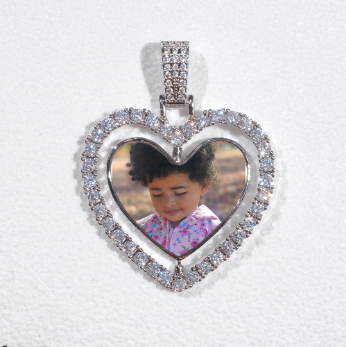 3D Spinning 2-Faced Heart Custom Picture Pendant