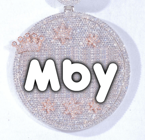 CUSTOM LETTER NECKLACE 3D BIG CROWN DISC