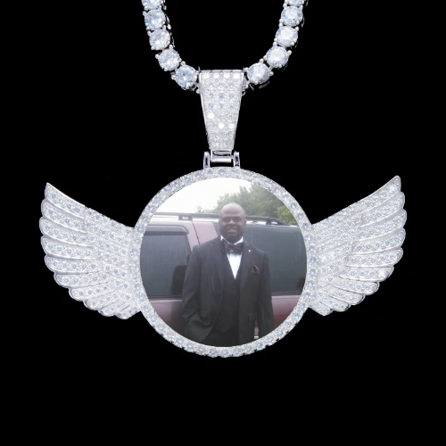 925S & VVS Moissanite 3D Wing Custom Picture Pendant