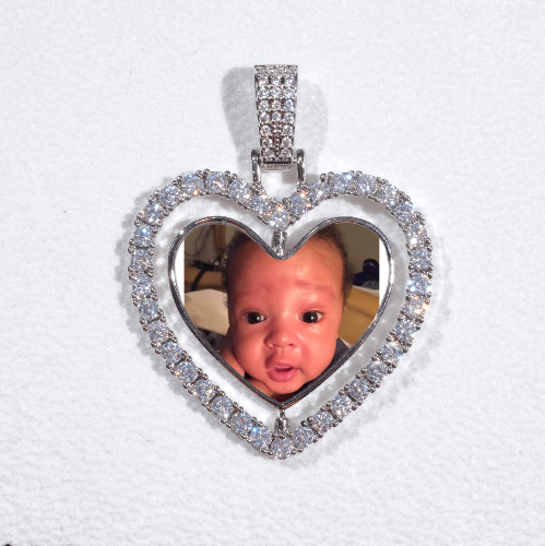 3D Spinning 2-Faced Heart Custom Picture Pendant