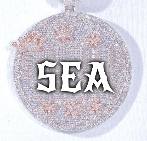 CUSTOM LETTER NECKLACE 3D BIG CROWN DISC
