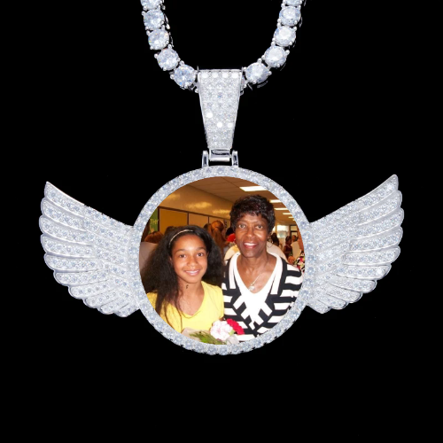 925S & VVS Moissanite 3D Wing Custom Picture Pendant