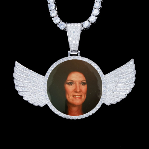 925S & VVS Moissanite 3D Wing Custom Picture Pendant