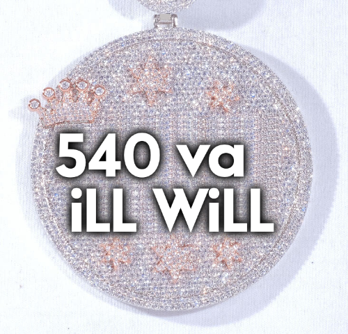 CUSTOM LETTER NECKLACE 3D BIG CROWN DISC
