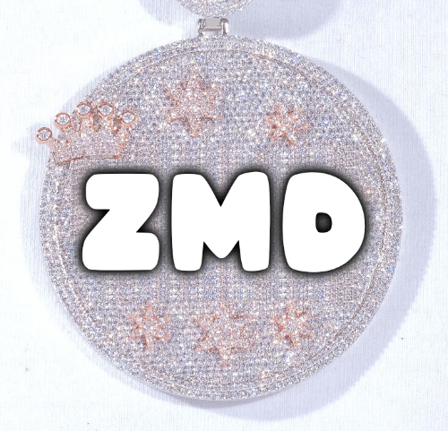 CUSTOM LETTER NECKLACE 3D BIG CROWN DISC