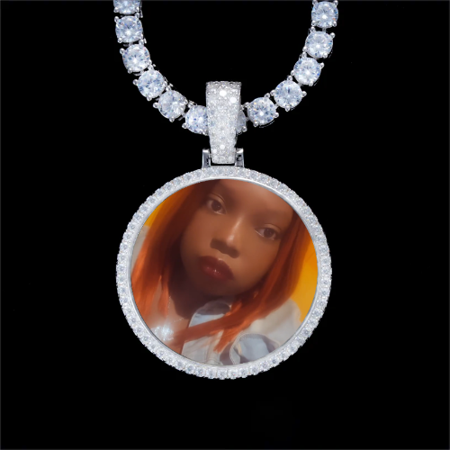 925S & VVS Moissanite 3D Circle Custom Picture Pendant