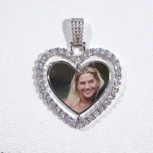 3D Spinning 2-Faced Heart Custom Picture Pendant