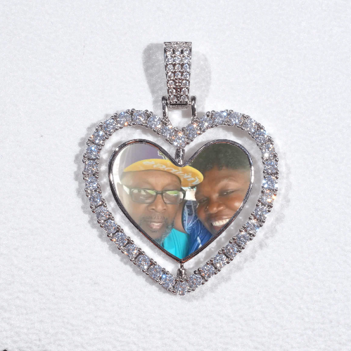 3D Spinning 2-Faced Heart Custom Picture Pendant