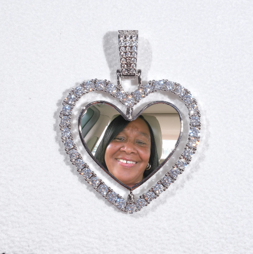 3D Spinning 2-Faced Heart Custom Picture Pendant