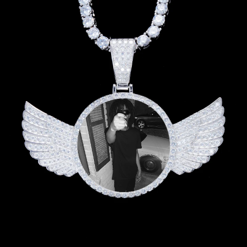 925S & VVS Moissanite 3D Wing Custom Picture Pendant