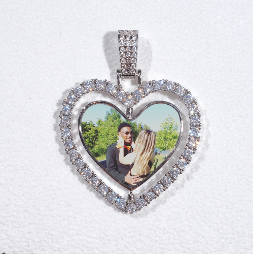 3D Spinning 2-Faced Heart Custom Picture Pendant