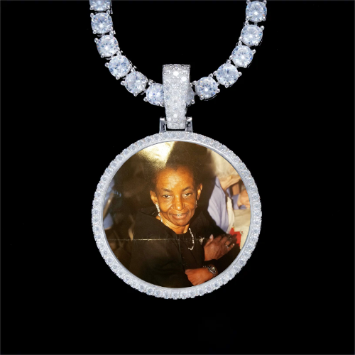 925S & VVS Moissanite 3D Circle Custom Picture Pendant