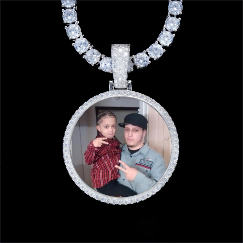 925S & VVS Moissanite 3D Circle Custom Picture Pendant