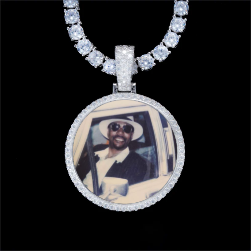 925S & VVS Moissanite 3D Circle Custom Picture Pendant