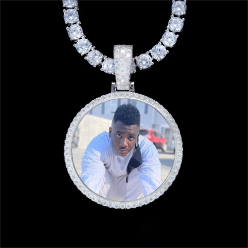 925S & VVS Moissanite 3D Circle Custom Picture Pendant