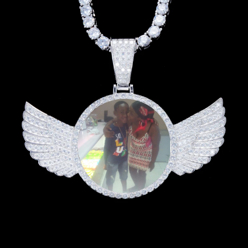 925S & VVS Moissanite 3D Wing Custom Picture Pendant