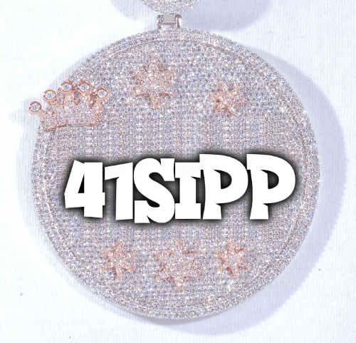 CUSTOM LETTER NECKLACE 3D BIG CROWN DISC