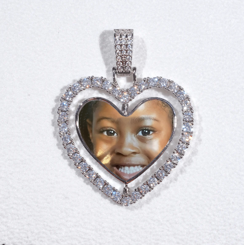 3D Spinning 2-Faced Heart Custom Picture Pendant