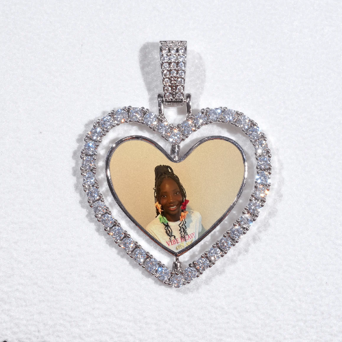 3D Spinning 2-Faced Heart Custom Picture Pendant