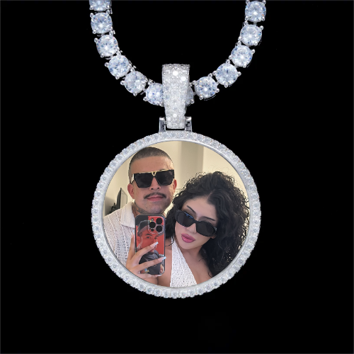 925S & VVS Moissanite 3D Circle Custom Picture Pendant