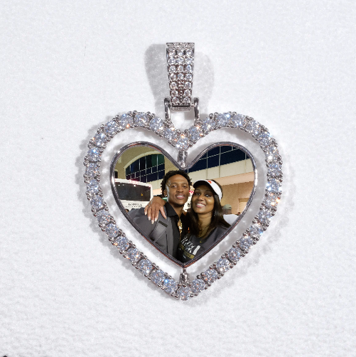 3D Spinning 2-Faced Heart Custom Picture Pendant