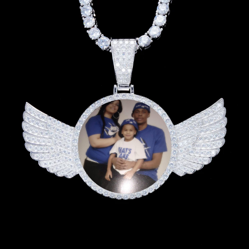 925S & VVS Moissanite 3D Wing Custom Picture Pendant
