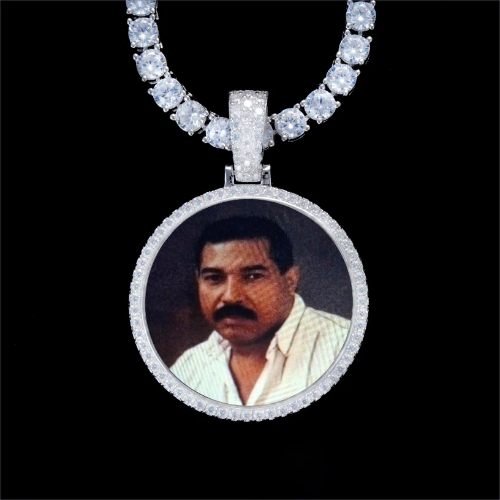 925S & VVS Moissanite 3D Circle Custom Picture Pendant