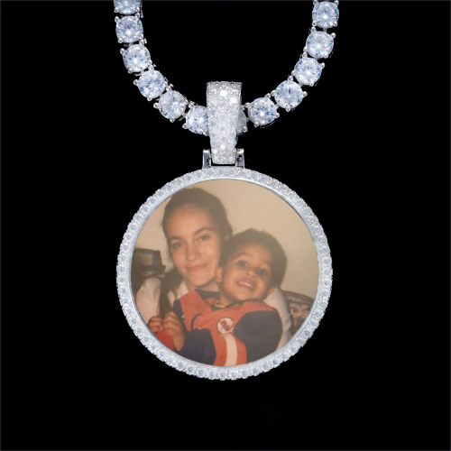925S & VVS Moissanite 3D Circle Custom Picture Pendant