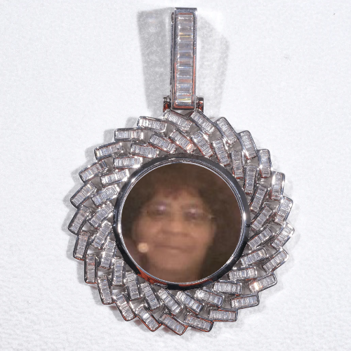 Large 3D Baguette Custom Picture Pendant