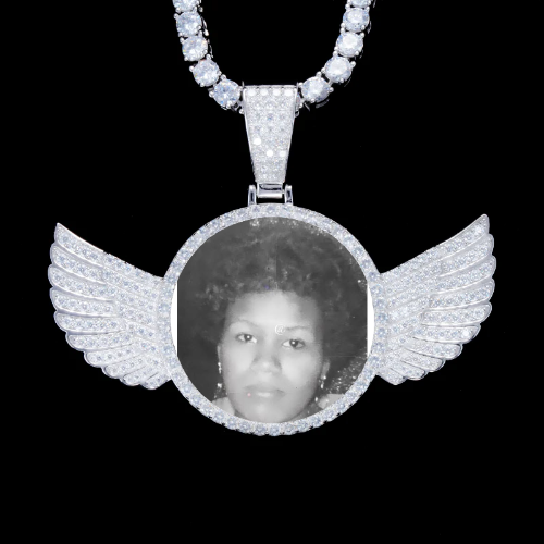 925S & VVS Moissanite 3D Wing Custom Picture Pendant