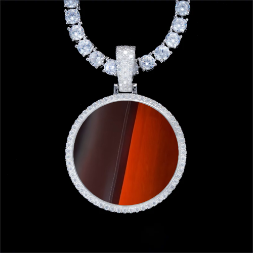 925S & VVS Moissanite 3D Circle Custom Picture Pendant