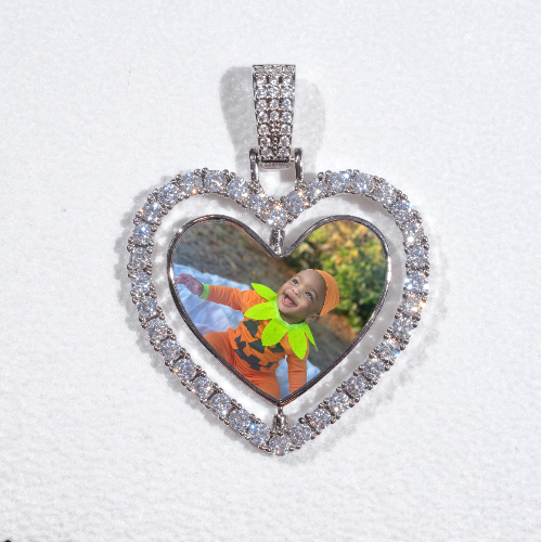 3D Spinning 2-Faced Heart Custom Picture Pendant