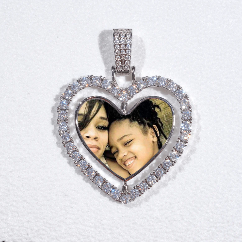 3D Spinning 2-Faced Heart Custom Picture Pendant