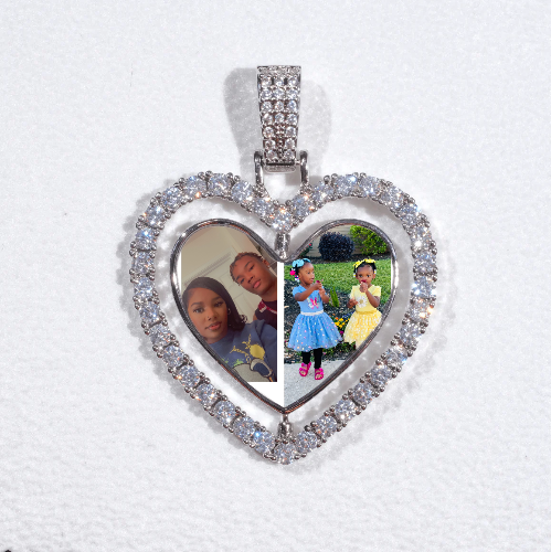 3D Spinning 2-Faced Heart Custom Picture Pendant