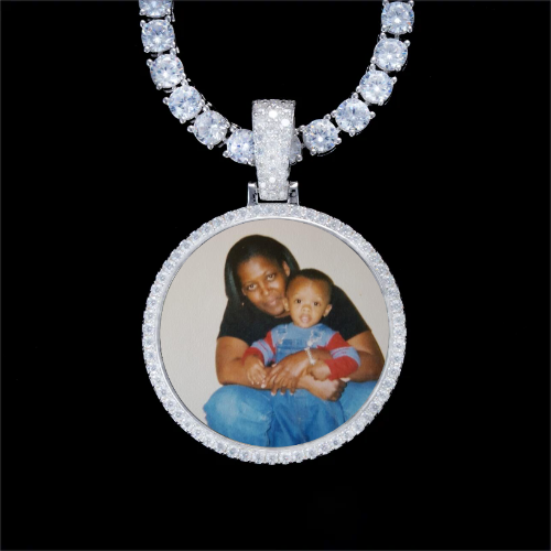 925S & VVS Moissanite 3D Circle Custom Picture Pendant