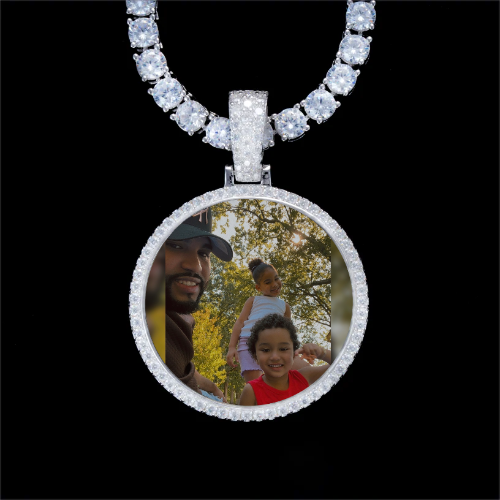 925S & VVS Moissanite 3D Circle Custom Picture Pendant