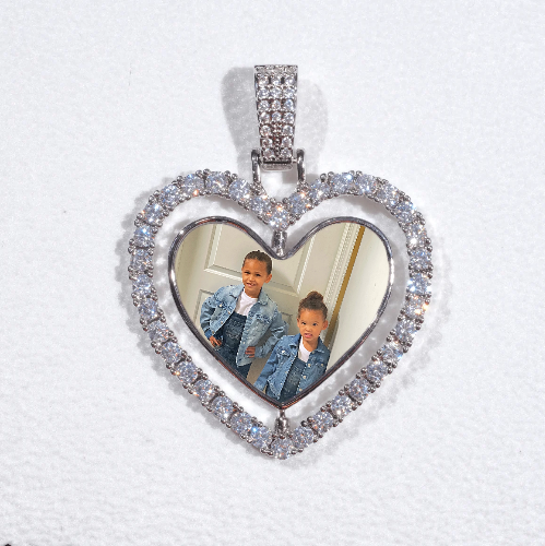 3D Spinning 2-Faced Heart Custom Picture Pendant