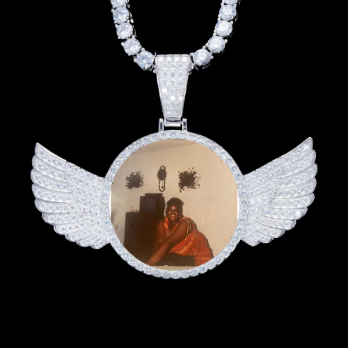 925S & VVS Moissanite 3D Wing Custom Picture Pendant
