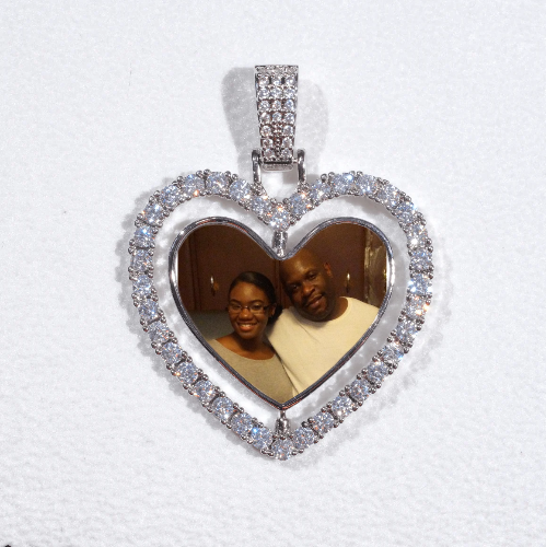 3D Spinning 2-Faced Heart Custom Picture Pendant