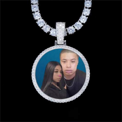 925S & VVS Moissanite 3D Circle Custom Picture Pendant